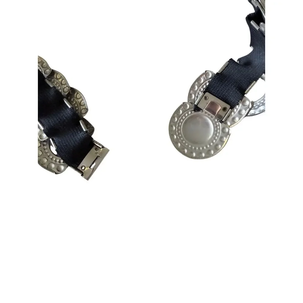 Silver stretch medallion belt vintage 90s boho western one size
